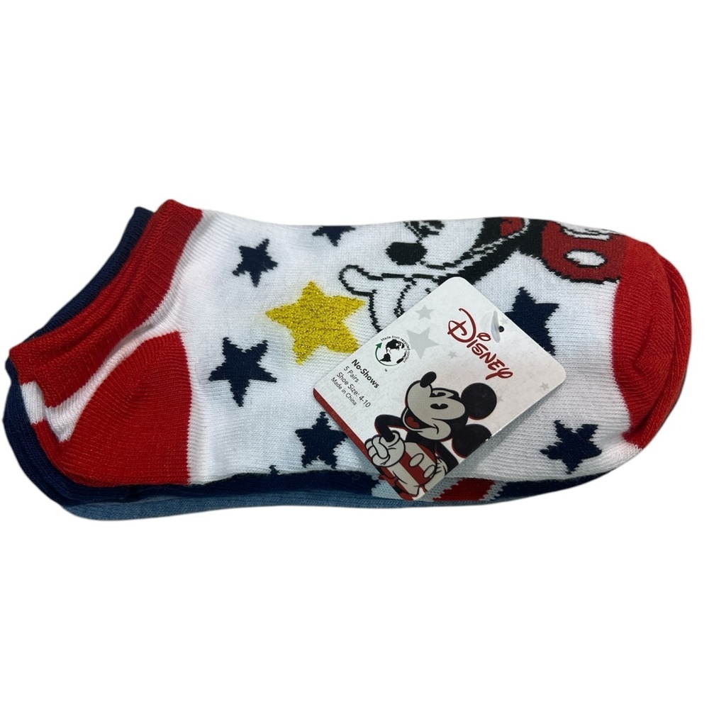 Disney Women’s 5 pk No Shows Stars and Stripes Socks Size 4 - 10